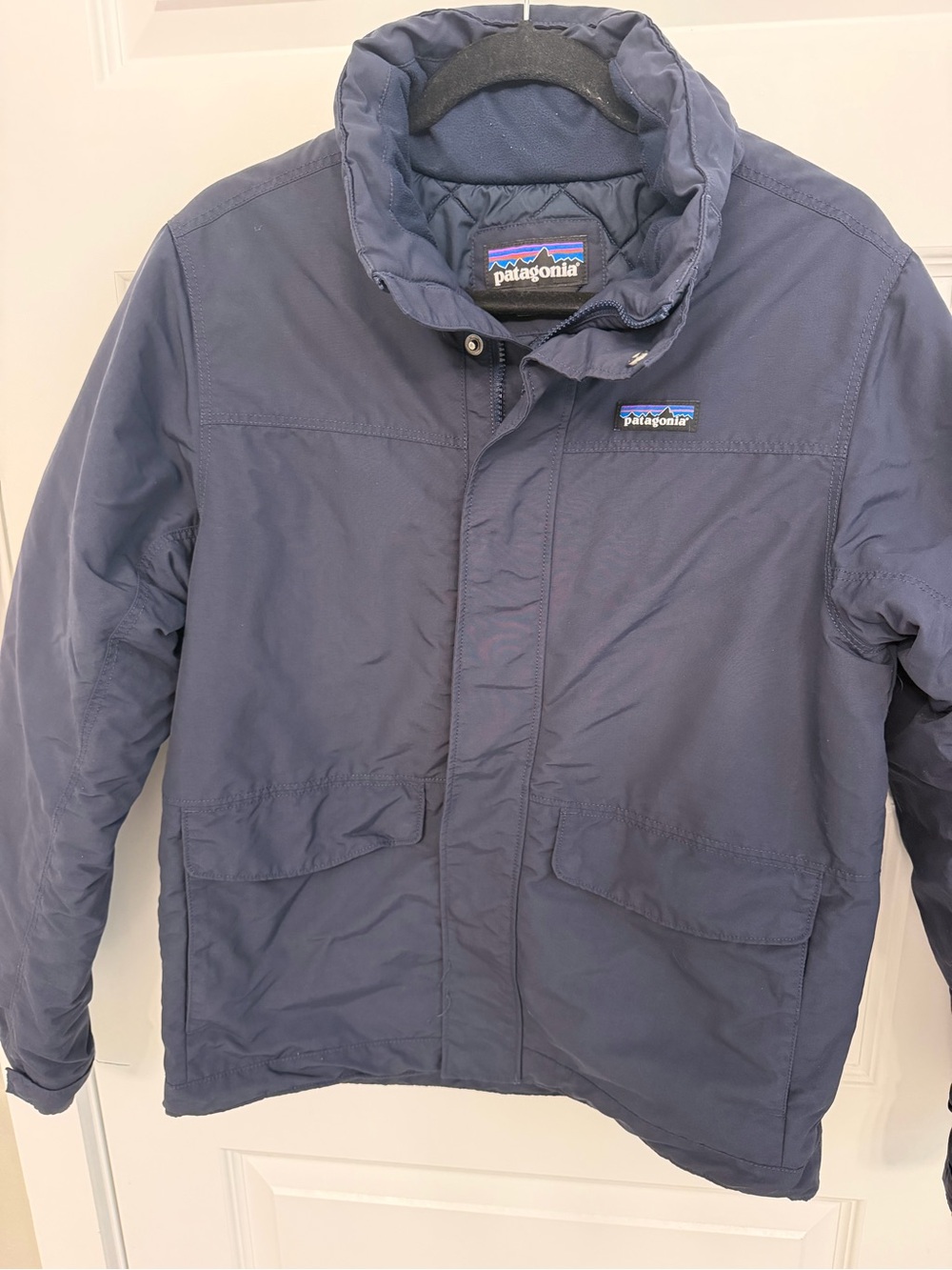 Patagonia Mens Small Lone Mountain Parka Navy Blue Full Zip Insulated Jacket